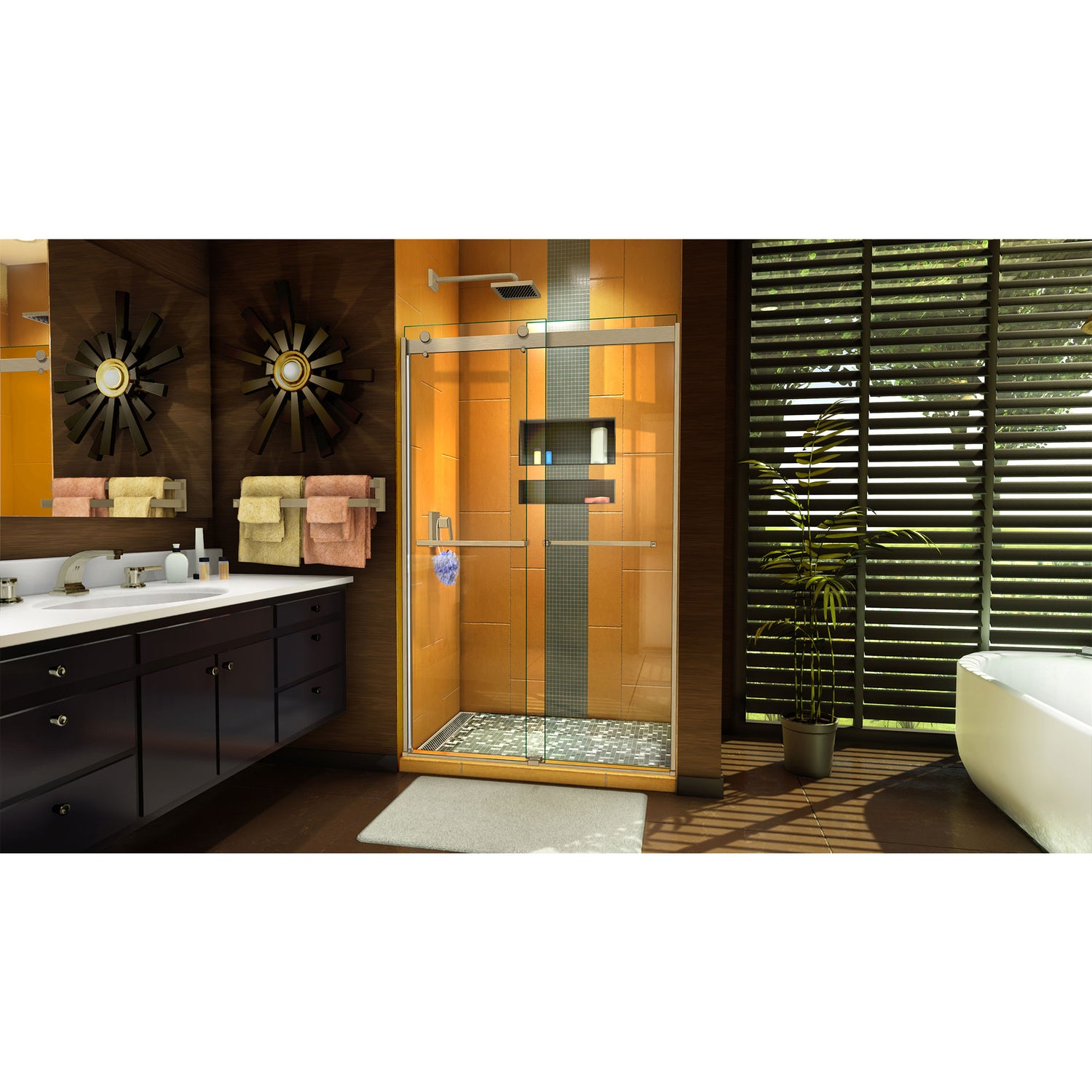 DreamLine Sapphire 44-48 in. W x 76 in. H Semi-Frameless Bypass Shower Door in Brushed Nickel
