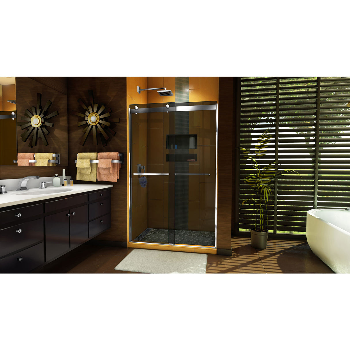 DreamLine Sapphire 44-48 in. W x 76 in. H Semi-Frameless Bypass Shower Door in Chrome and Gray Glass