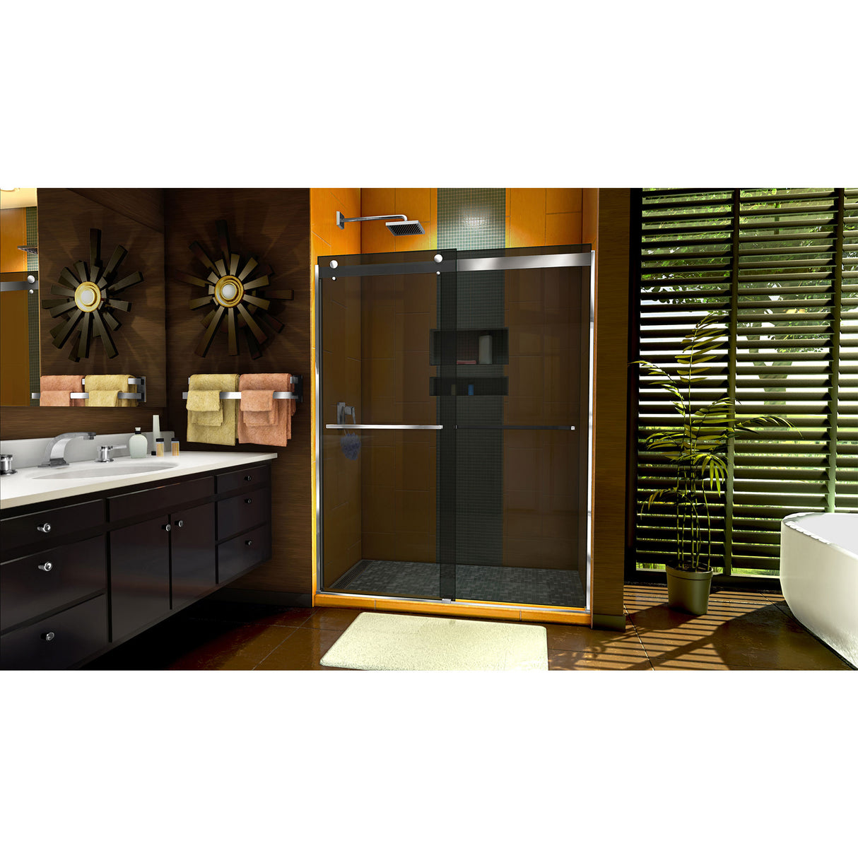 DreamLine Sapphire 56-60 in. W x 76 in. H Semi-Frameless Bypass Shower Door in Chrome and Gray Glass