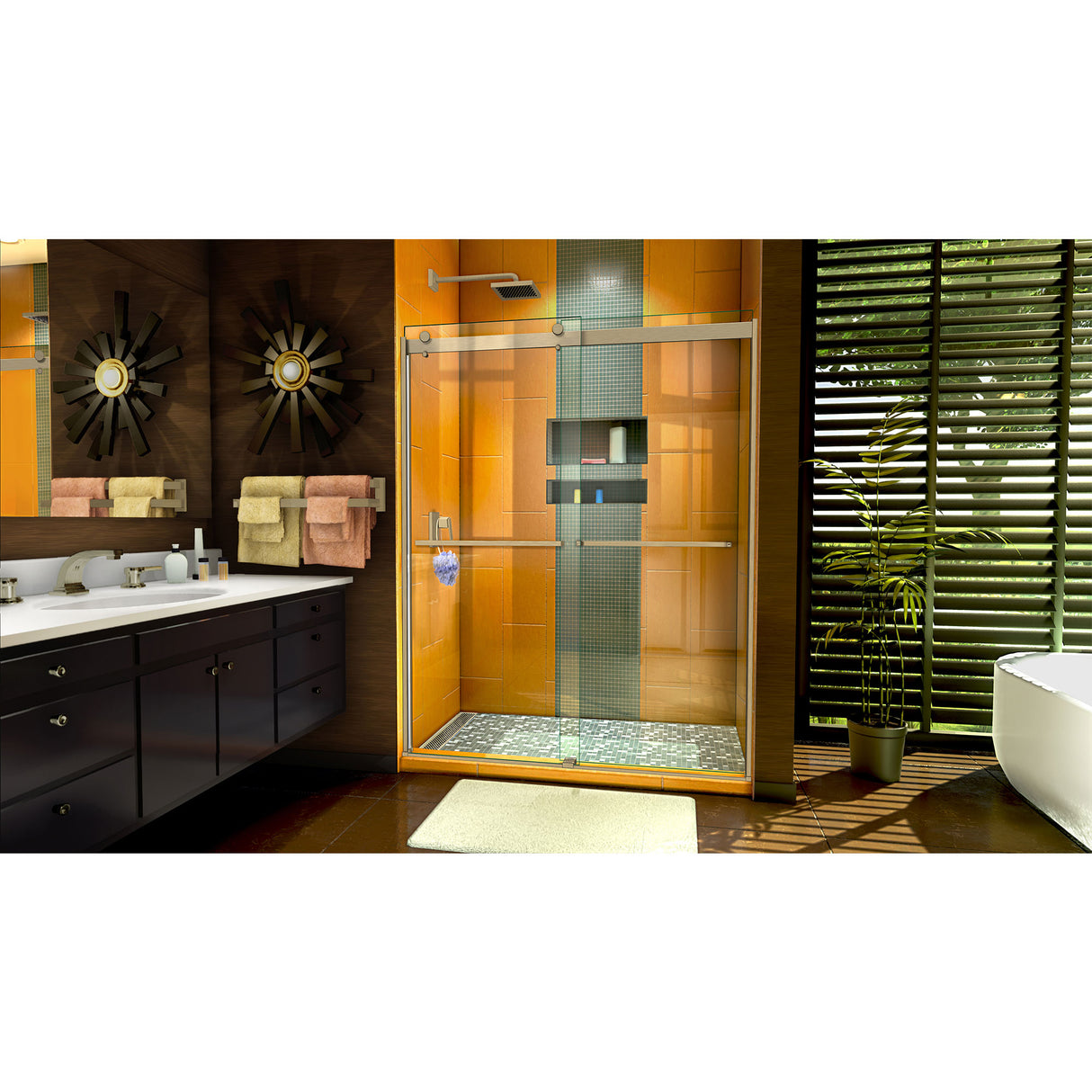 DreamLine Sapphire 56-60 in. W x 76 in. H Semi-Frameless Bypass Shower Door in Brushed Nickel