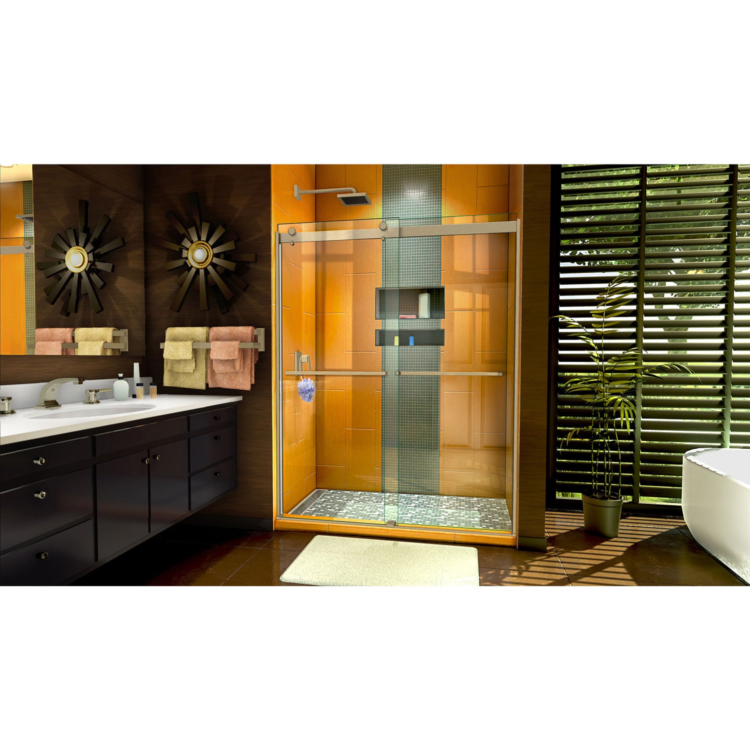 DreamLine Sapphire 56-60 in. W x 76 in. H Semi-Frameless Bypass Shower Door in Brushed Nickel