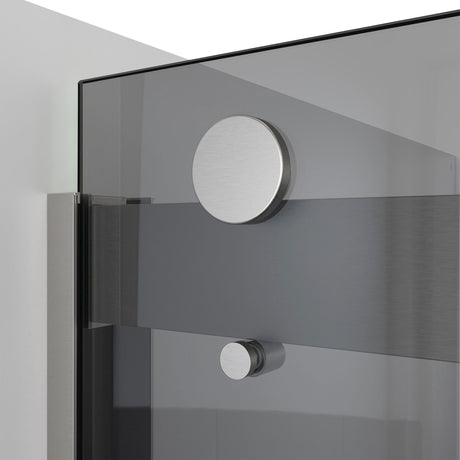 DreamLine Sapphire-V 44 - 48 in. W x 76 in. H Bypass Shower Door in Brushed Nickel and Gray Glass