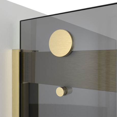 DreamLine Sapphire-V 56 - 60 in. W x 76 in. H Bypass Shower Door in Brushed Gold and Gray Glass