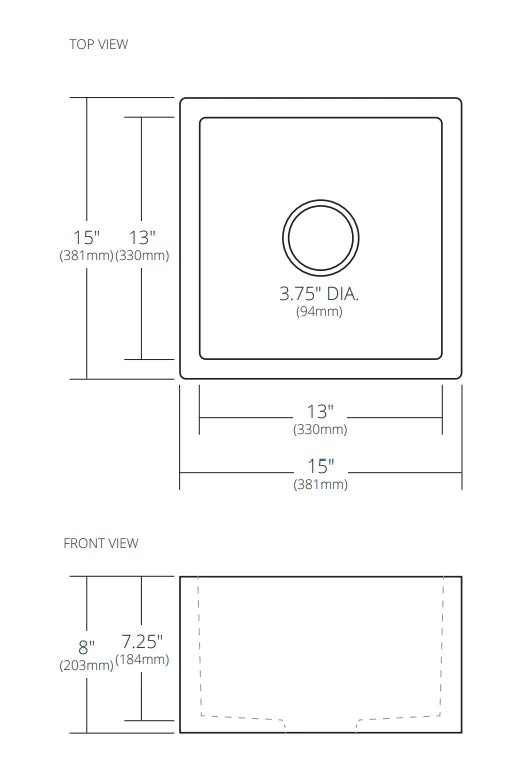 Native Trails NSB1515-A Ventana Native Stone Under Mount Bar/Prep Sink, Ash