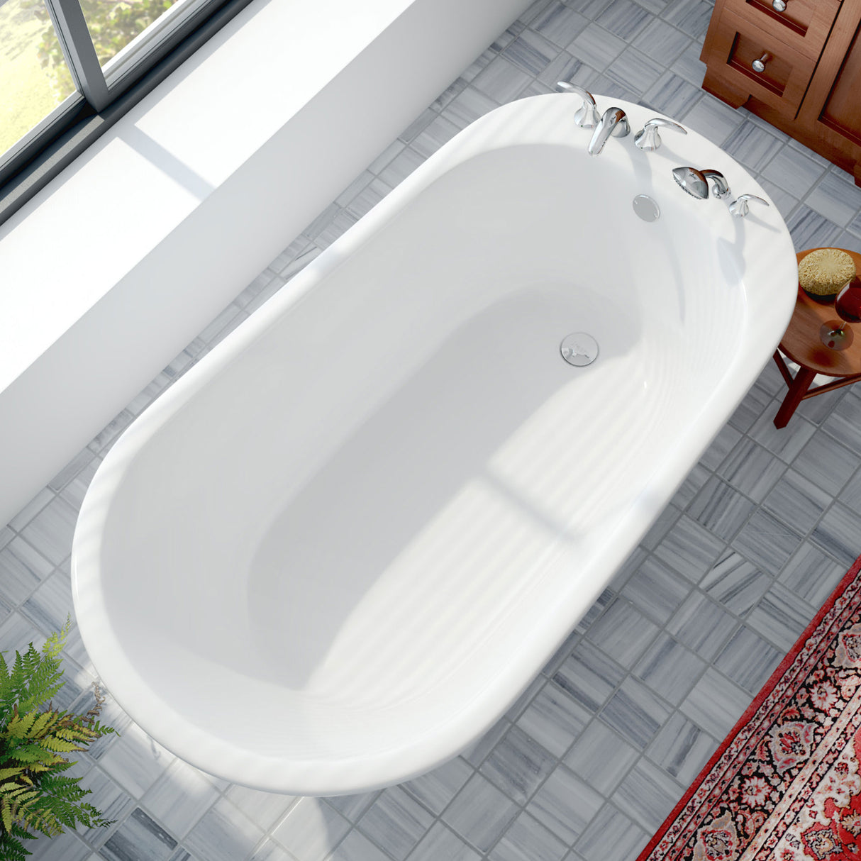 DreamLine Seneca 60 in. L x 25 in. H White Acrylic Freestanding Bathtub