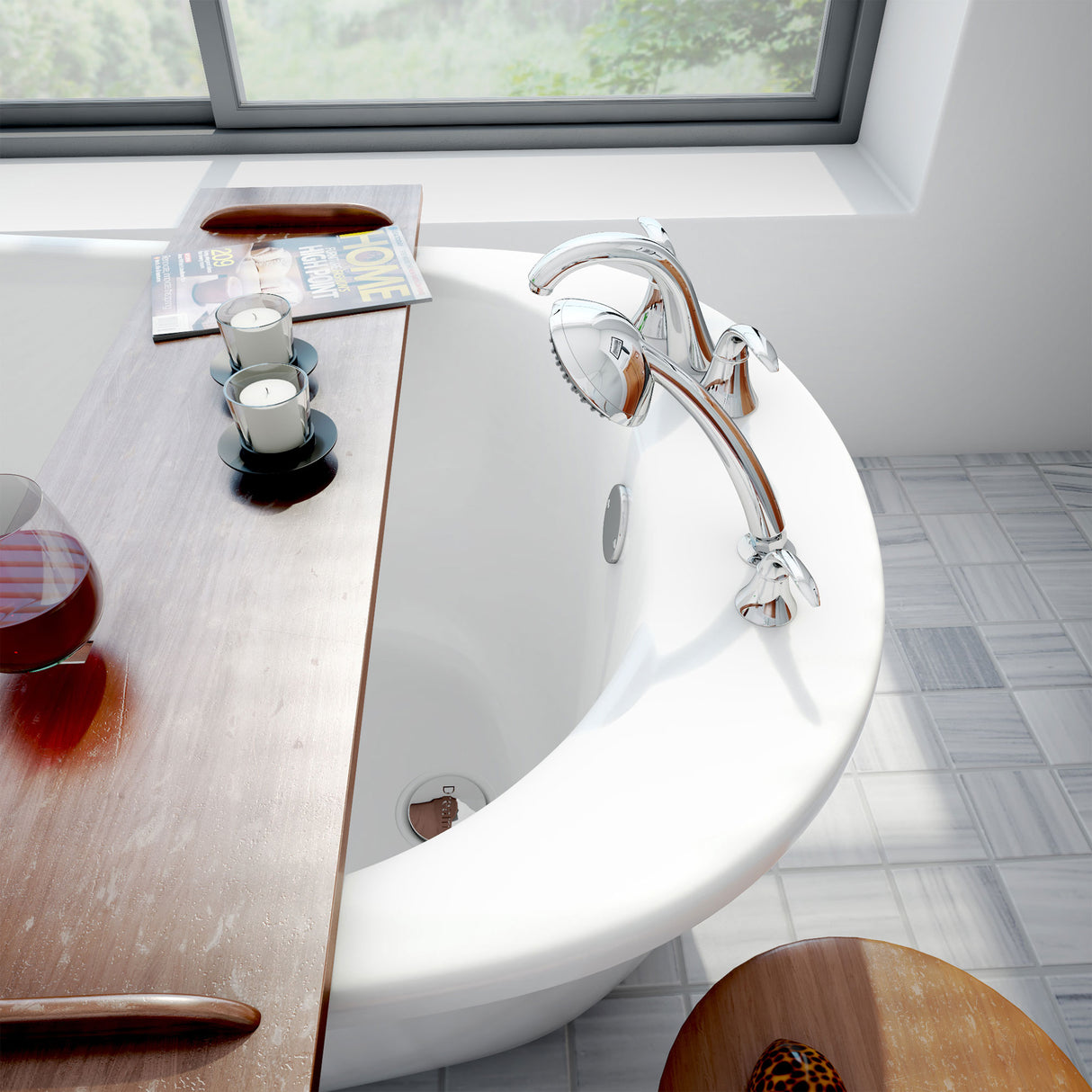 DreamLine Seneca 60 in. L x 25 in. H White Acrylic Freestanding Bathtub