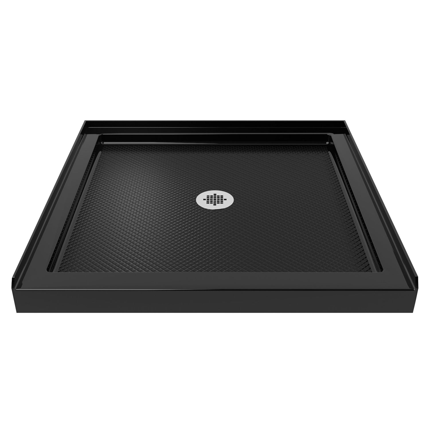 DreamLine Aqua-Q Fold 36 in. D x 36 in. W x 74 3/4 in. H Frameless Bi-Fold Shower Door in Chrome with Black Acrylic Base Kit