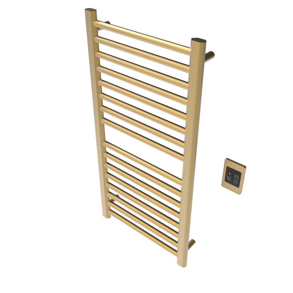 Amba Products S2142SB Sirio 16-Bar Hardwired Towel Warmer - 4 x 21.5 x 42.625 in. - Satin Brass Finish