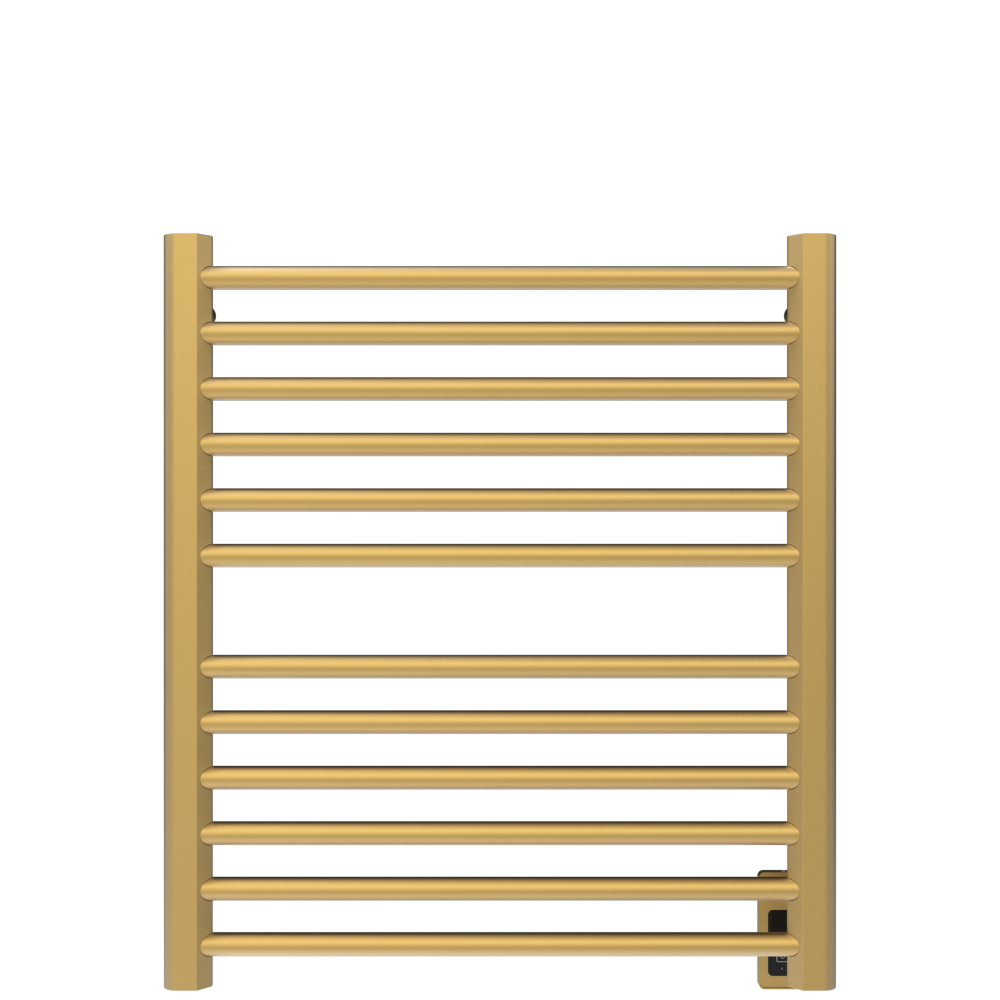 Amba Products S2932SB Sirio 12-Bar Hardwired Towel Warmer - 4 x 29.375 x 33.125 in. - Satin Brass Finish
