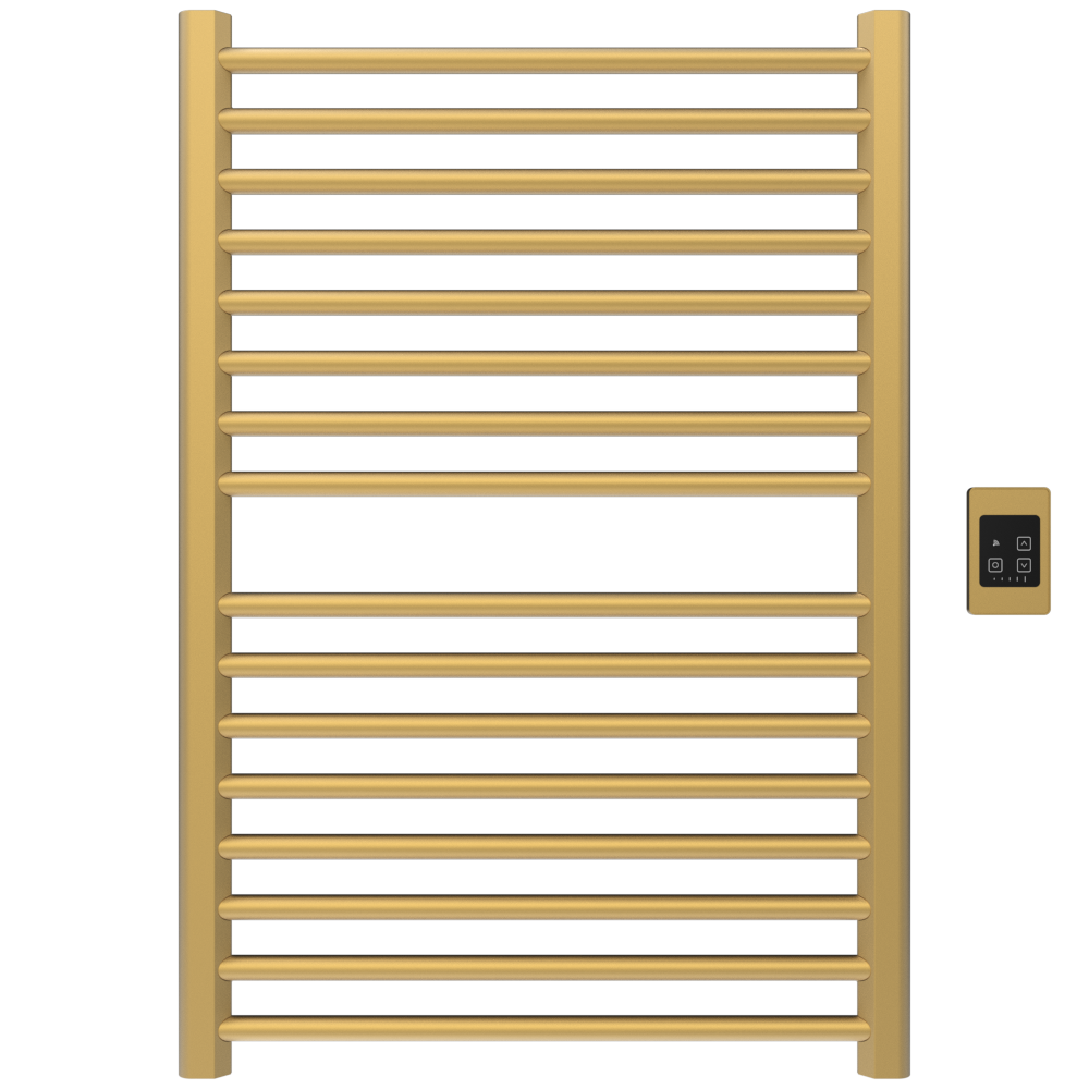 Amba Products S2942SB Sirio 16-Bar Hardwired Towel Warmer - 4 x 29.375 x 42.625 in. - Satin Brass Finish
