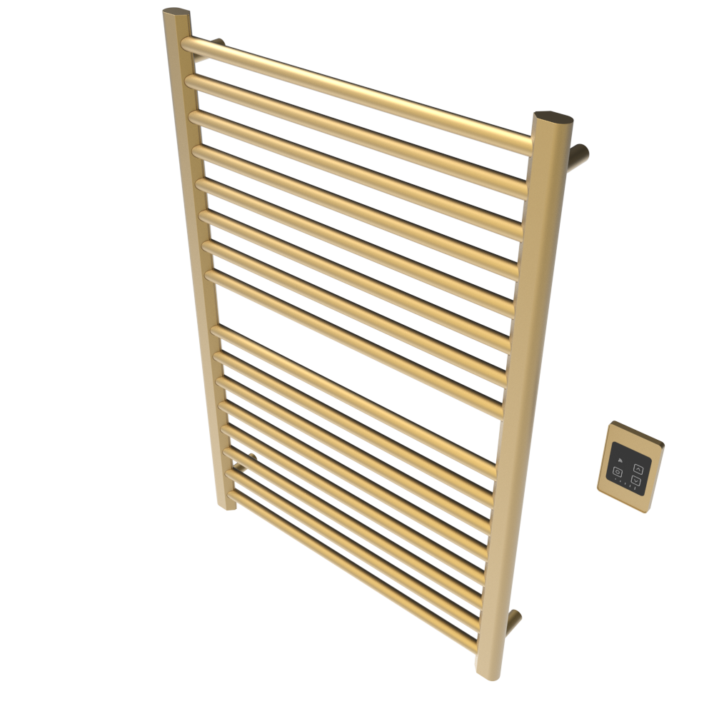 Amba Products S2942SB Sirio 16-Bar Hardwired Towel Warmer - 4 x 29.375 x 42.625 in. - Satin Brass Finish