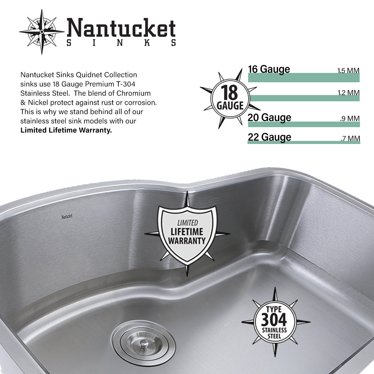 Nantucket Sinks OVS-OF  17.5 Inch x 13.75 Inch Hand Hammered Stainless Steel Oval Undermount Bathroom Sink With Overflow