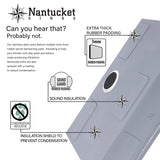 Nantucket Sinks' NS1512 - 15 Inch Rectangle Undermount Stainless Steel Bar/Prep Sink, 18 Gauge
