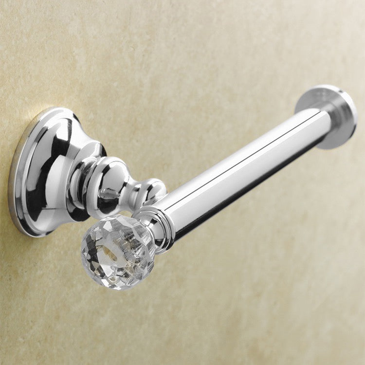 Toilet Roll Holder, Brass with Crystal