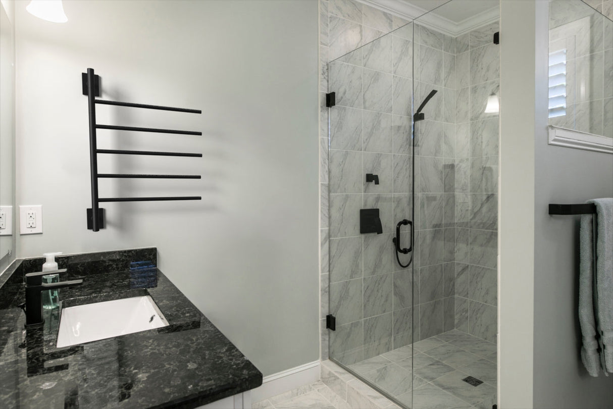 Amba Products SB5-MB Swivel Bar Hardwired & Plug-in Combo Towel Warmer with 5 Bars - 4.438 x 24.563 x 34.625 in. - Matte Black Finish