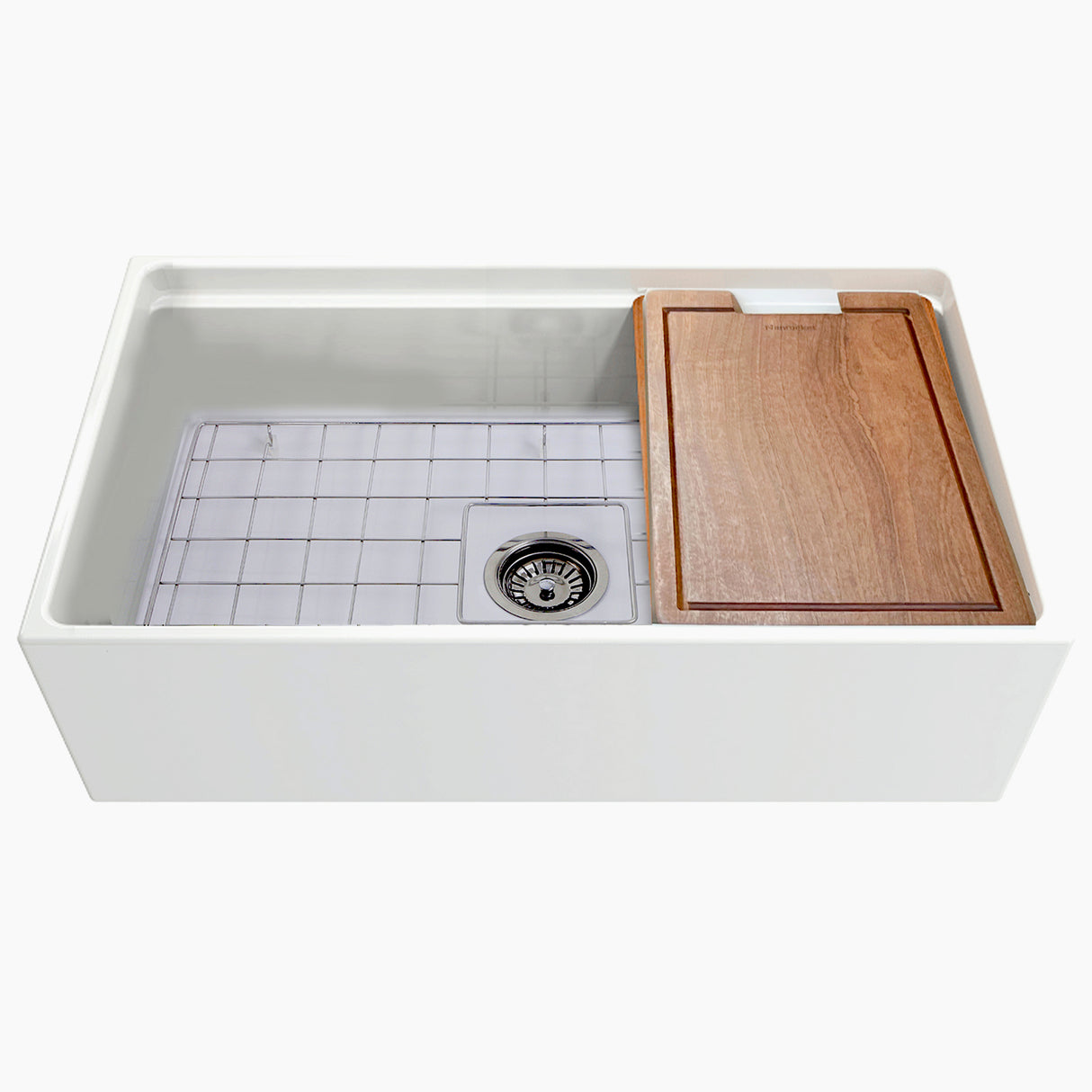 Nantucket Sinks 33-inch Workstation Fireclay Apron Sink with Accessories - White