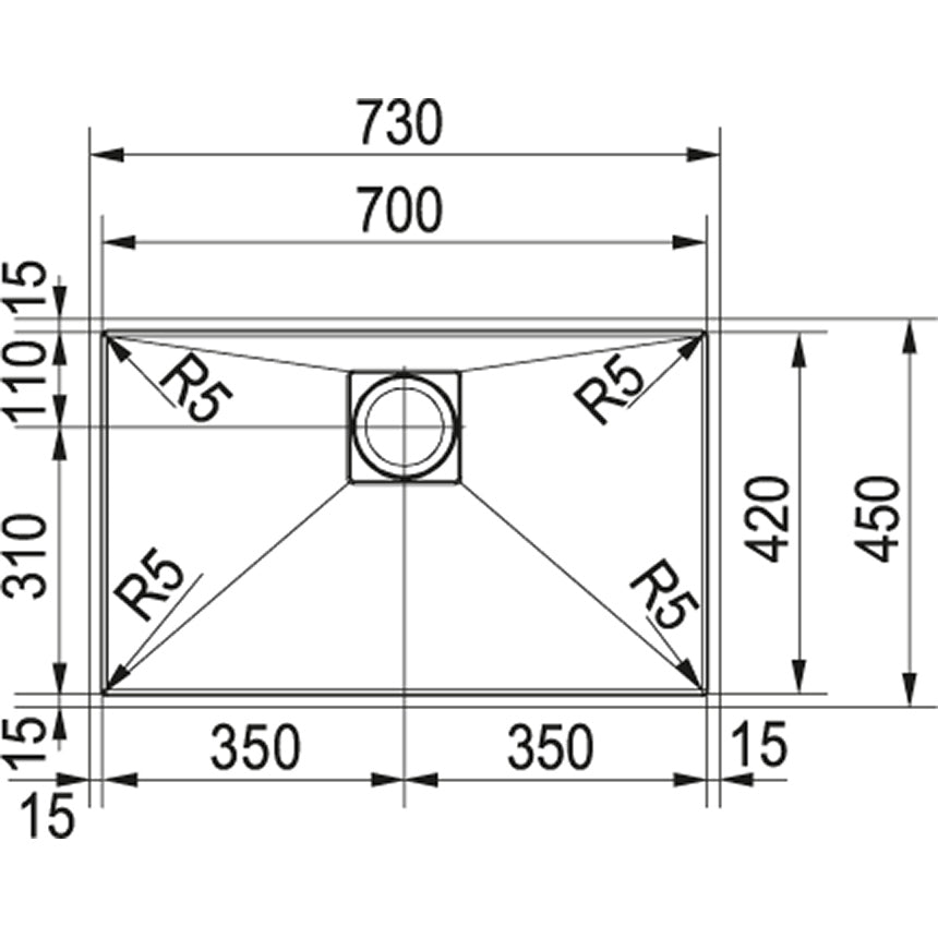 PKX 110-70/42 STAINLESS STEEL SINK