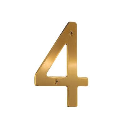 Smedbo Villa House Number 4 in Brushed Brass