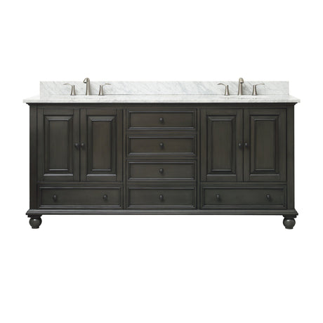 Avanity Thompson 73 in. Double Vanity in Charcoal Glaze finish with Carrara White Marble Top