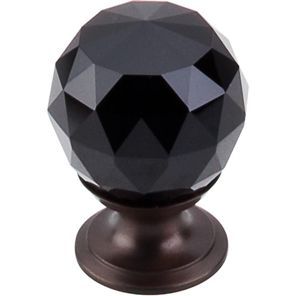 Top Knobs TK115 Black Crystal Knob 1 1/8" w/ Oil Rubbed Bronze Base - Oil Rubbed Bronze