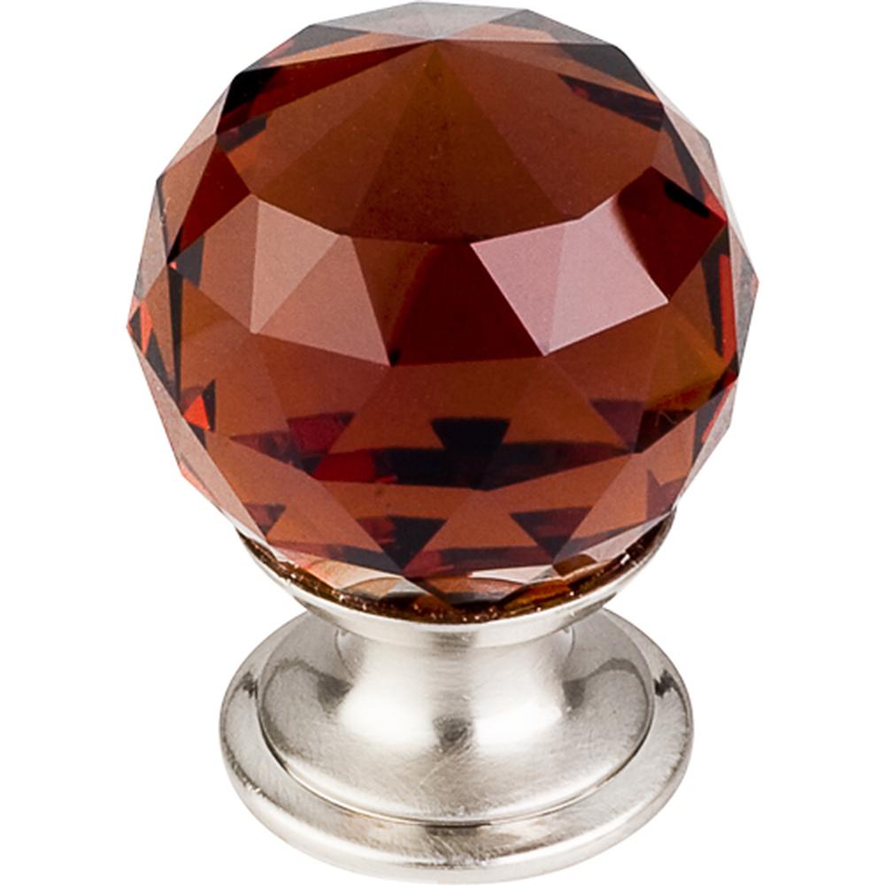 Top Knobs TK121 Wine Crystal Knob 1 1/8" w/ Oil Rubbed Bronze Base - Brushed Satin Nickel