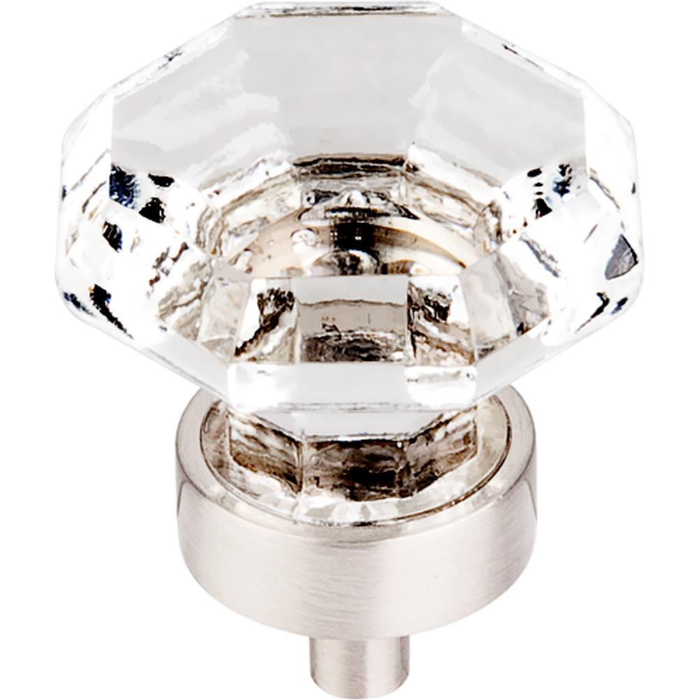 Top Knobs TK128 Clear Octagon Crystal Knob 1 1/8" w/ Oil Rubbed Bronze Base - Brushed Satin Nickel