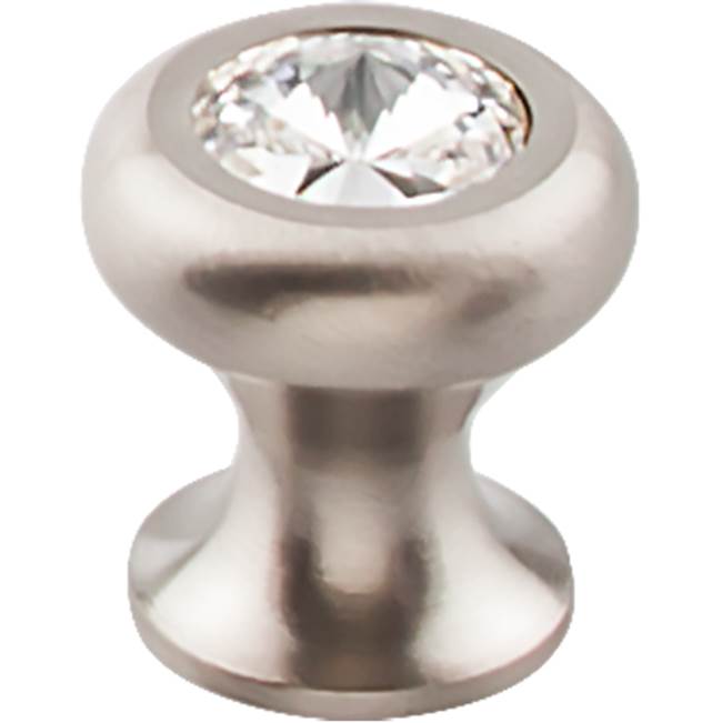 Top Knobs TK845 Hayley Crystal Knob Clear 15/16 Inch  Base - Brushed Satin Nickel