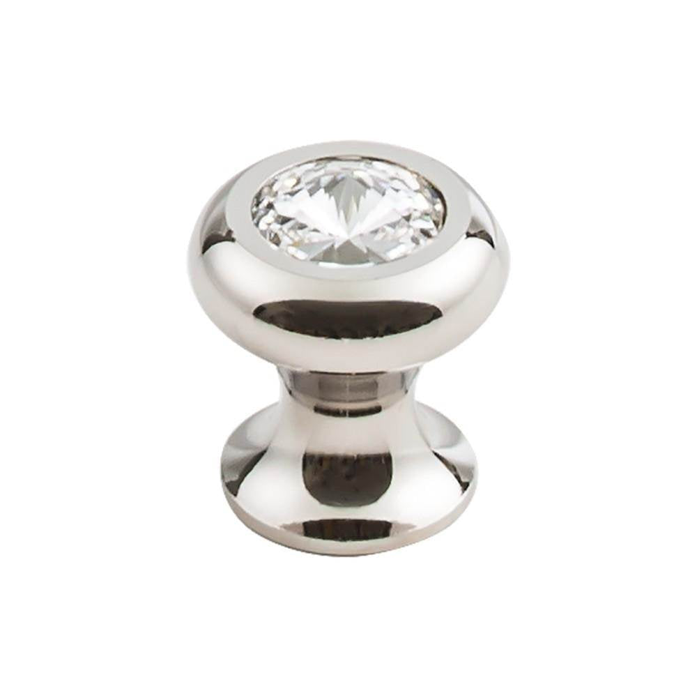 Top Knobs TK845 Hayley Crystal Knob Clear 15/16 Inch  Base - Polished Nickel
