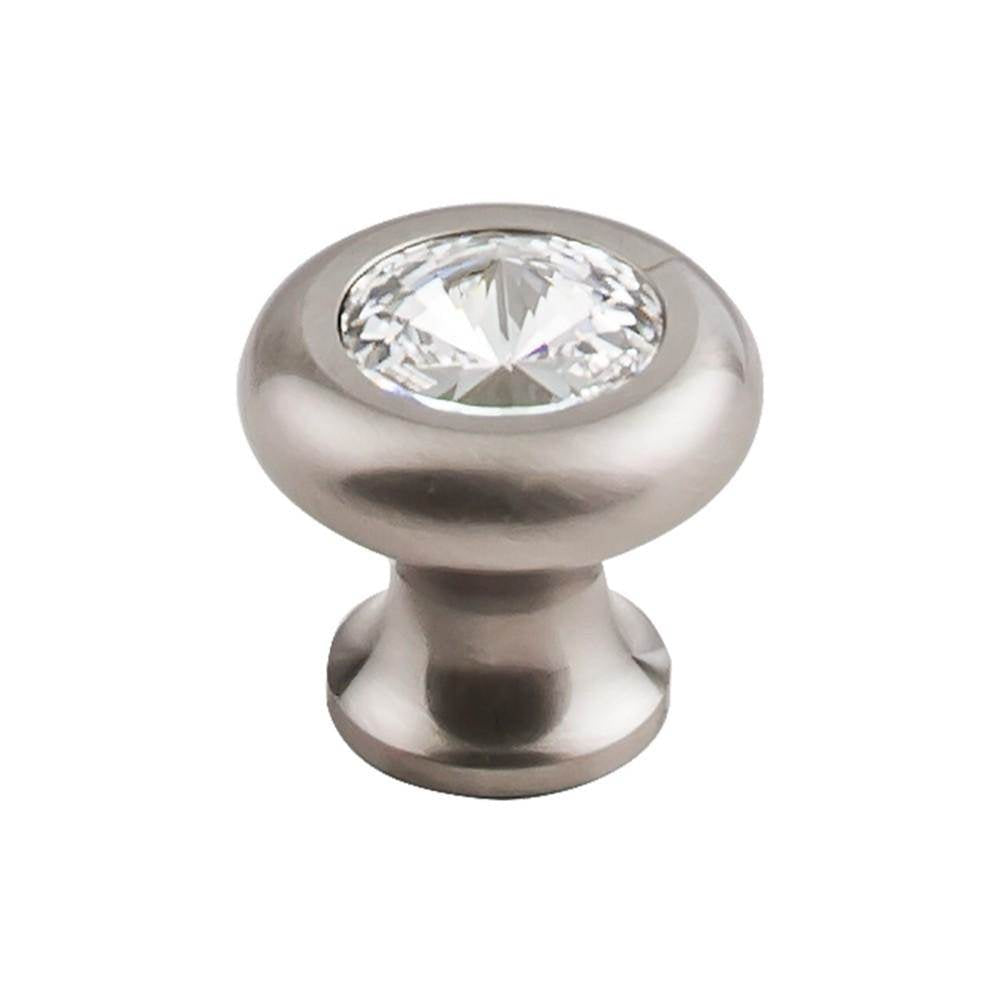 Top Knobs TK846 Hayley Crystal Knob Clear 1 3/16 Inch  Base - Brushed Satin Nickel