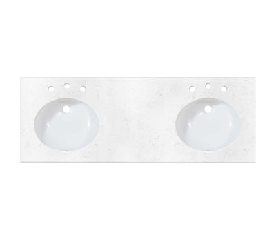 Fairmont Designs TQ-R6122DEG8 61" Double Bowl Quartz Top w/ Ogee Edge - Eggshell