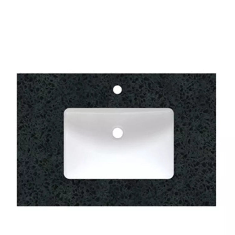 Fairmont Designs TQ-S3022BK1 Tops 30" Black (BK) Quartz Top (Ease Edge) / pre-drilled - single hole Black