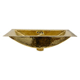Nantucket Sinks' TRB-OF - 19.8 Inch 12.8 Inch Hand Hammered Brass Rectangle Undermount Bathroom Sink with Overflow