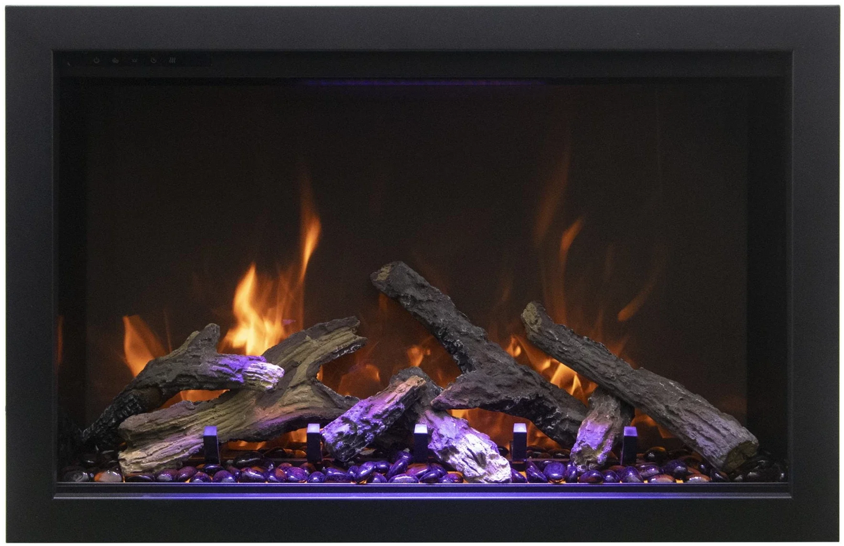 Amantii TRD-48 Traditional Smart Electric 48" Indoor / Outdoor WiFi Enabled Insert, Featuring a Multi Function Remote Control, Multi Flame Speeds, and Two 10 Piece Birch Log Set