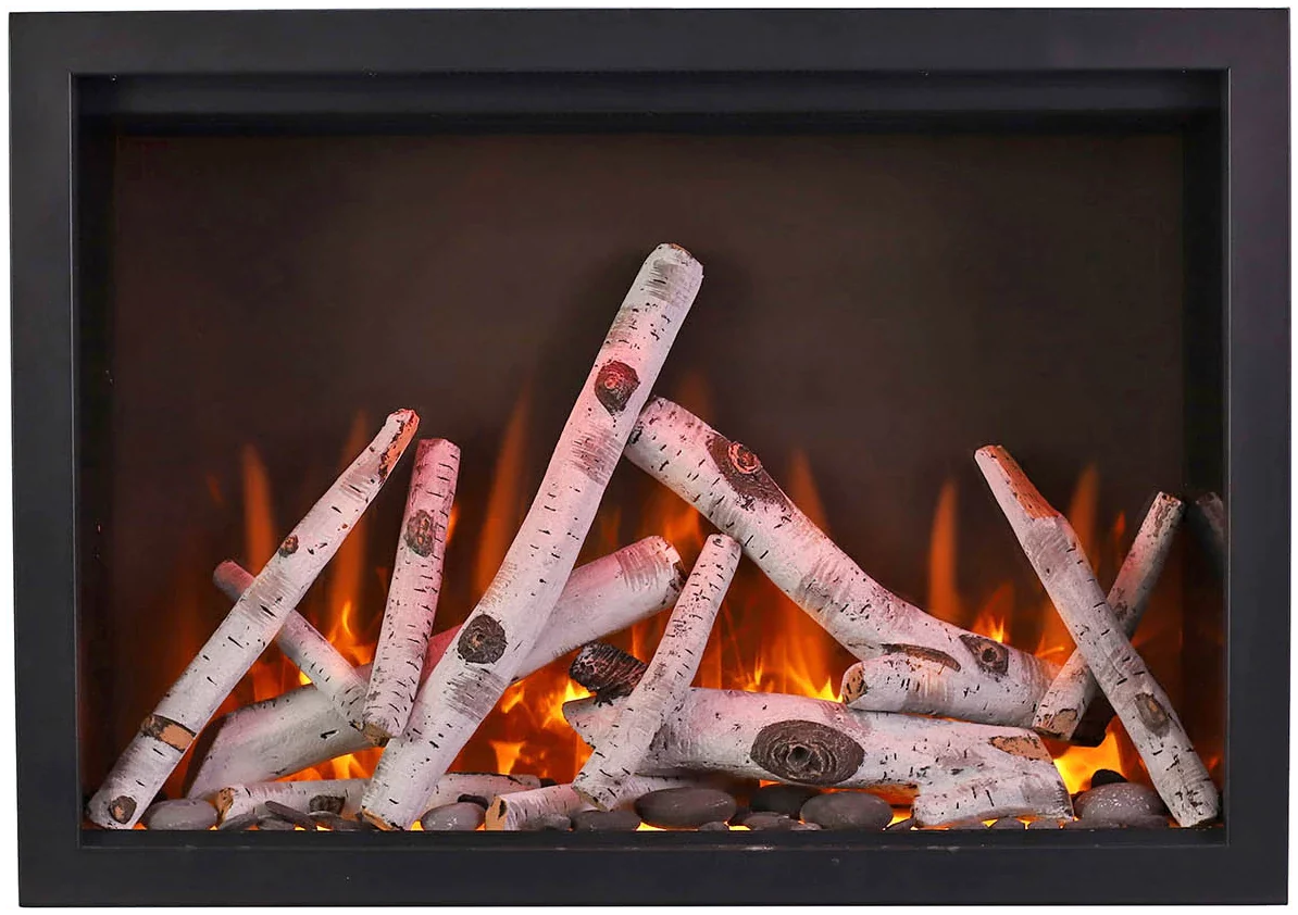 Amantii TRD-48 Traditional Smart Electric 48" Indoor / Outdoor WiFi Enabled Insert, Featuring a Multi Function Remote Control, Multi Flame Speeds, and Two 10 Piece Birch Log Set