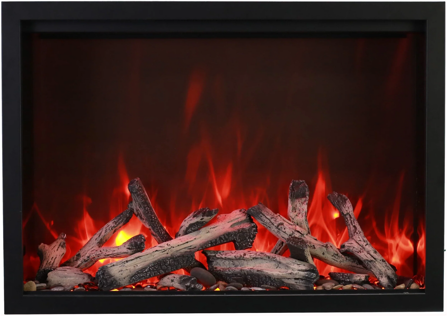 Amantii TRD-48 Traditional Smart Electric 48" Indoor / Outdoor WiFi Enabled Insert, Featuring a Multi Function Remote Control, Multi Flame Speeds, and Two 10 Piece Birch Log Set