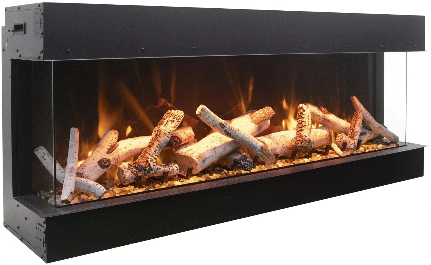 Amantii 72-TRU-VIEW-XL Tru View Deep Smart Electric - 72" Indoor / Outdoor WiFi Enabled 3 Sided Fireplace Featuring a depth of 14 1/4", MultiFunction Remote Control, Multi Speed Flame Motor, and a Selection of Media Options