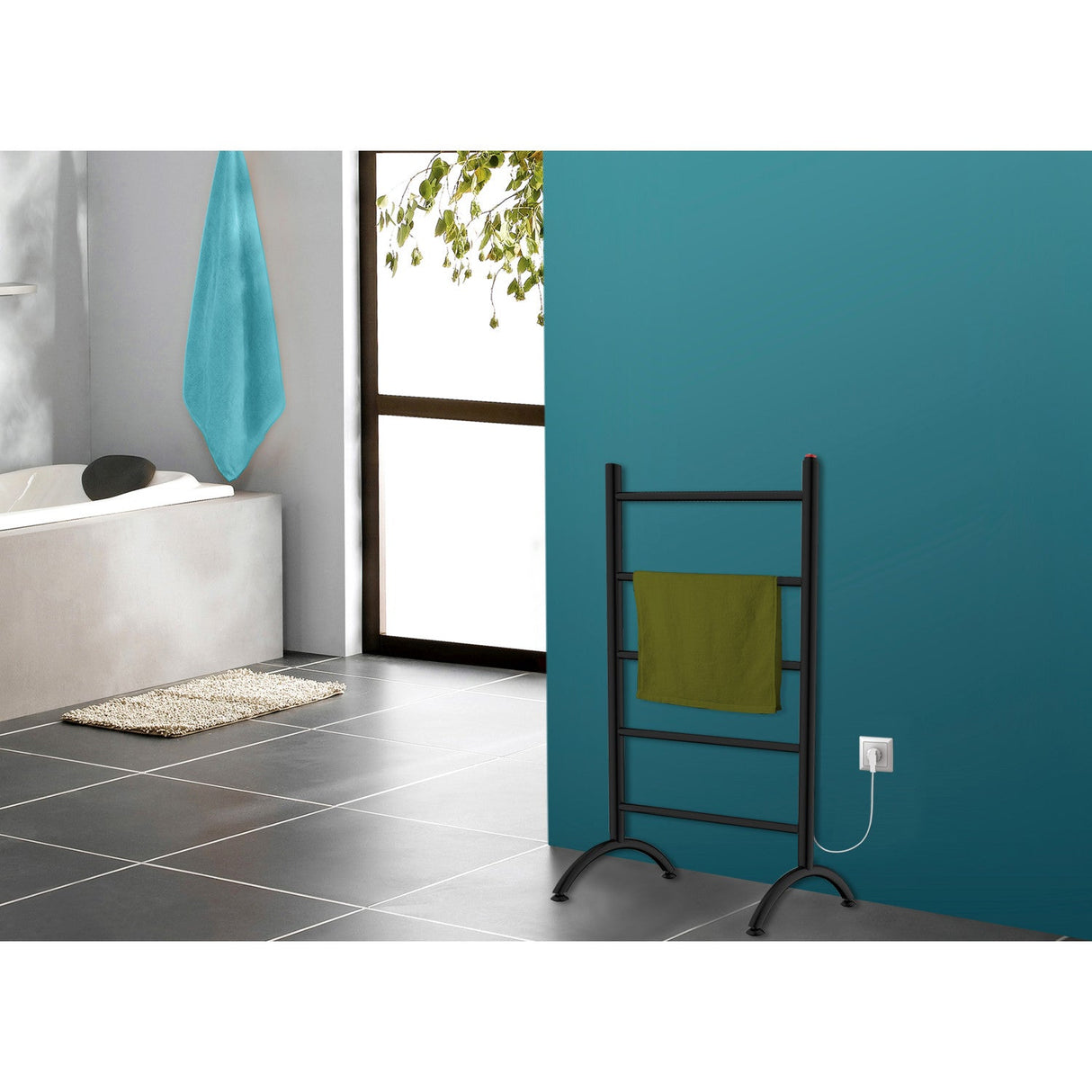 Templeton TWW3720MB Freestanding or Wall Mount Hardwired/Plug-In Electric Towel Warmer, Matte Black