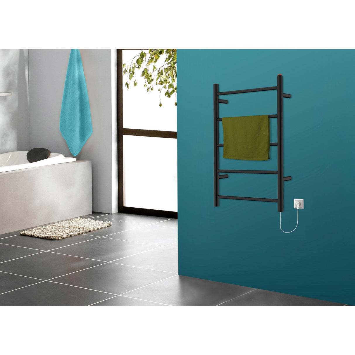 Templeton TWW3720MB Freestanding or Wall Mount Hardwired/Plug-In Electric Towel Warmer, Matte Black