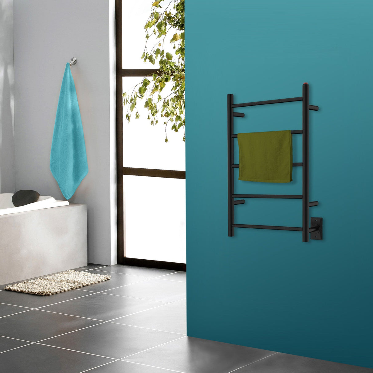 Templeton TWW3720MB Freestanding or Wall Mount Hardwired/Plug-In Electric Towel Warmer, Matte Black