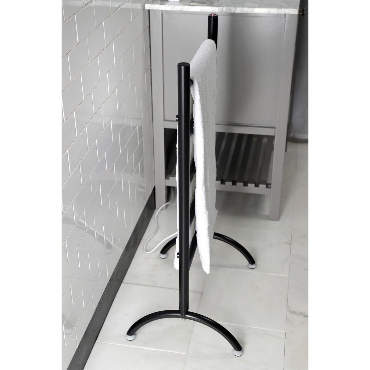 Templeton TWW3720MB Freestanding or Wall Mount Hardwired/Plug-In Electric Towel Warmer, Matte Black