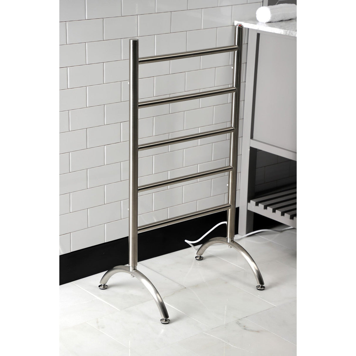 Templeton TWW3720SN Freestanding or Wall Mount Hardwired/Plug-In Electric Towel Warmer, Brushed Nickel
