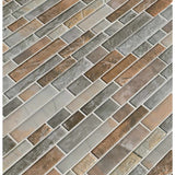 Taos interlocking 11.73X12.83 glass mesh mounted mosaic tile SMOT-GLSIL-TAOS8MM product shot multiple tiles angle view