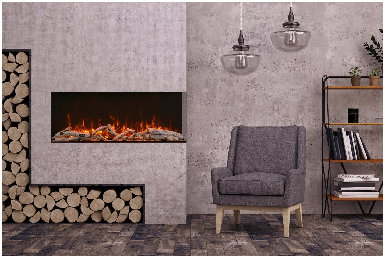 Amantii 60-TRV-XT-XL Trv View Extra Tall Smart Electric - 60" Indoor / Outdoor WiFi Enabled  3 Sided Electric Fireplace Featuring a 22" Height, MultiFunction Remote, Multi Speed Flame Motor, and a Selection of Media Options