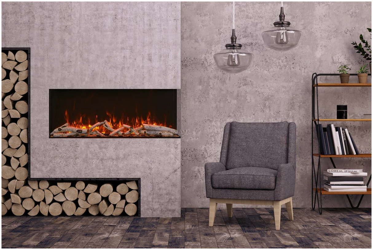 Amantii 72-TRV-XT-XL Trv View Extra Tall Smart Electric - 70" Indoor / Outdoor WiFi Enabled  3 Sided Electric Fireplace Featuring a 22" Height, MultiFunction Remote, Multi Speed Flame Motor, and a Selection of Media Options