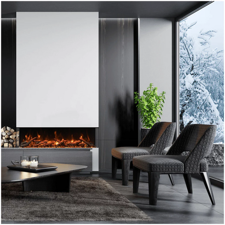 Amantii 40-TRU-VIEW-XL Tru View Deep Smart Electric - 40" Indoor / Outdoor WiFi Enabled 3 Sided Fireplace Featuring a depth of 14 1/4", MultiFunction Remote Control, Multi Speed Flame Motor, and a Selection of Media Options