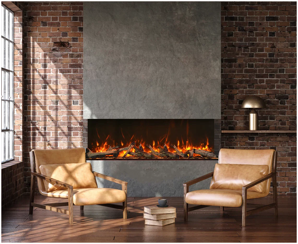 Amantii 40-TRV-XT-XL Trv View Extra Tall Smart Electric - 40" Indoor / Outdoor WiFi Enabled  3 Sided Electric Fireplace Featuring a 22" Height, MultiFunction Remote, Multi Speed Flame Motor, and a Selection of Media Options