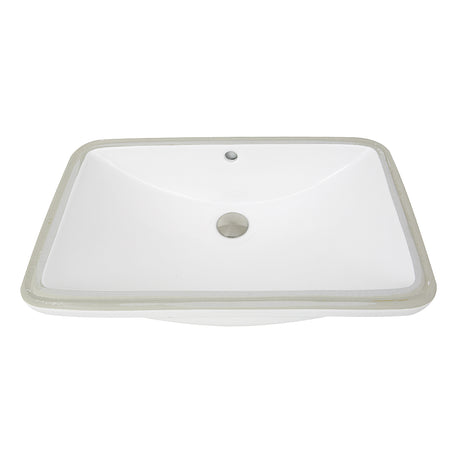 Nantucket Sinks 23.5 Inch Rectangular Undermount Ceramic Vanity Sink UM-2112-W in White