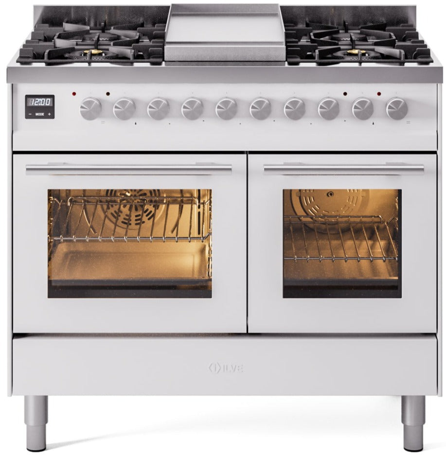 Ilve 40'' Professional Plus II Dual Fuel Natural Gas Range with Griddle