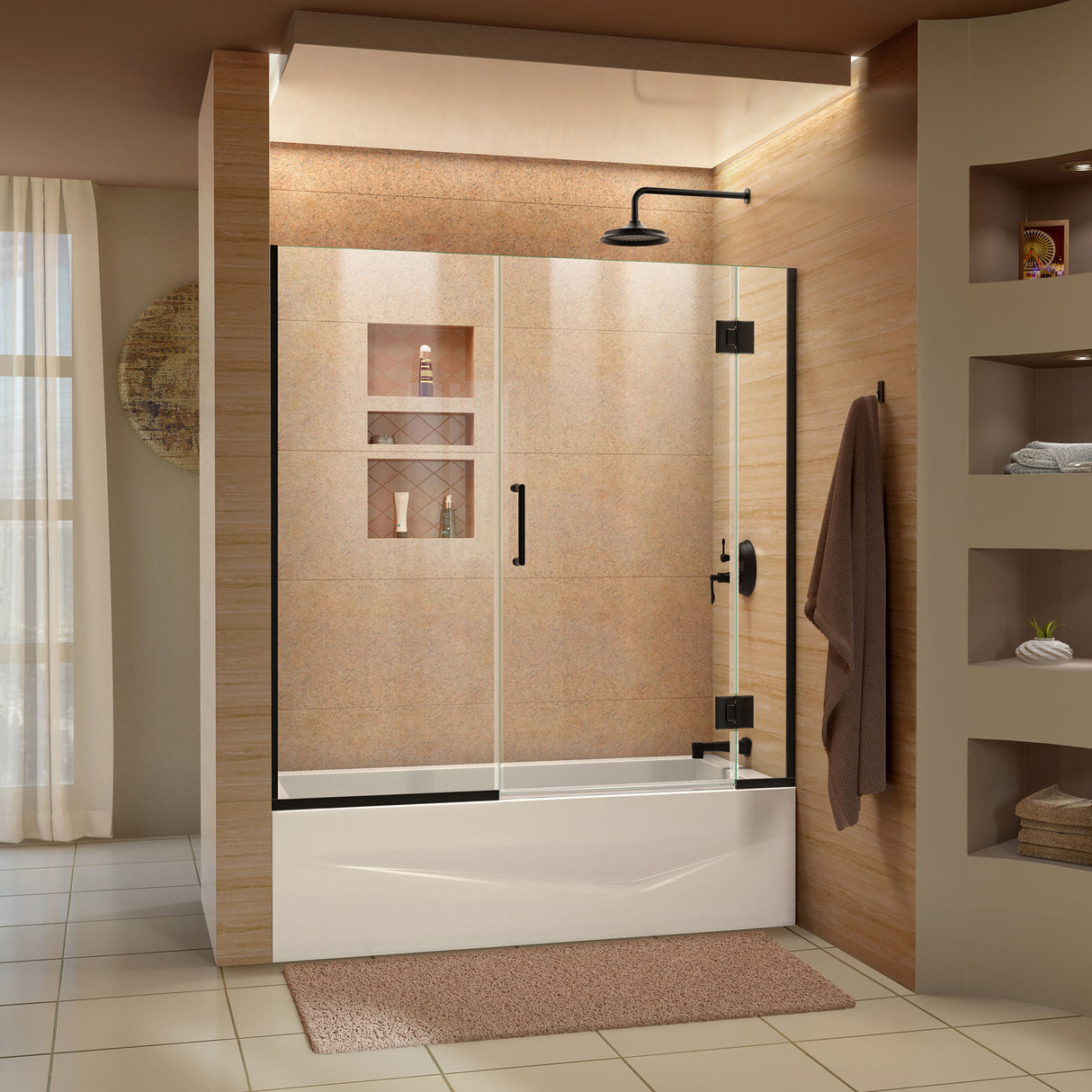 DreamLine Unidoor-X 58-58 1/2 in. W x 58 in. H Frameless Hinged Tub Door in Satin Black