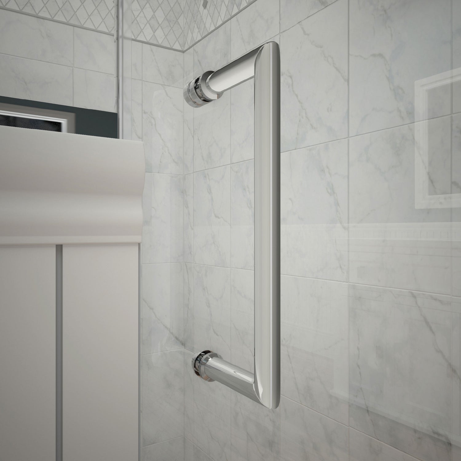 DreamLine Unidoor 59-60 in. W x 72 in. H Frameless Hinged Shower Door with Shelves in Chrome